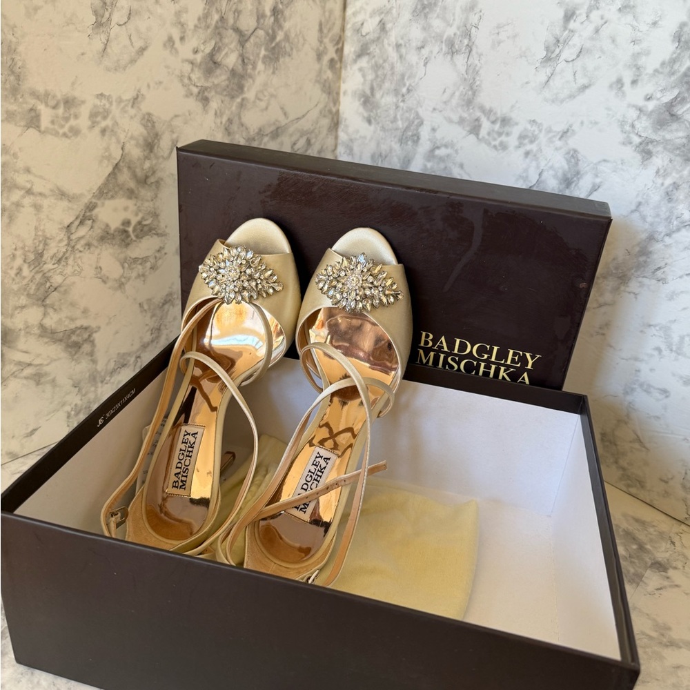 Badgley Mischka Gold Embellished Heels